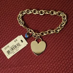 Cookie Lee Silver Heart Charm Bracelet